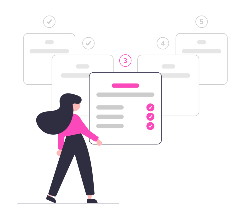 Cartoon illustration of a website being cleaned up and optimized behind the scenes